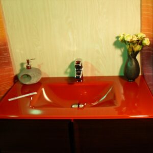 Lavabo de cristal Rojo